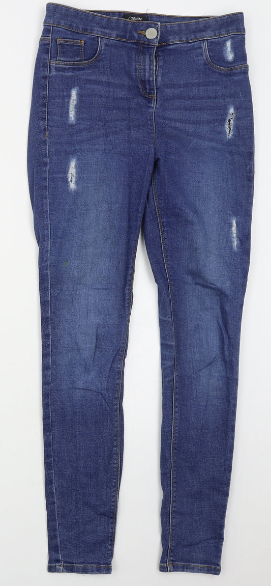 Matalan Womens Blue  Cotton Skinny Jeans Size 10 L28 in Regular Button