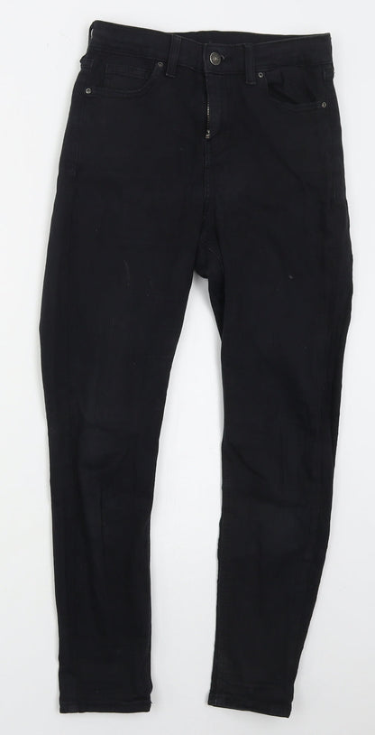 Topshop Womens Black  Cotton Skinny Jeans Size 26 in L26 in Regular Button