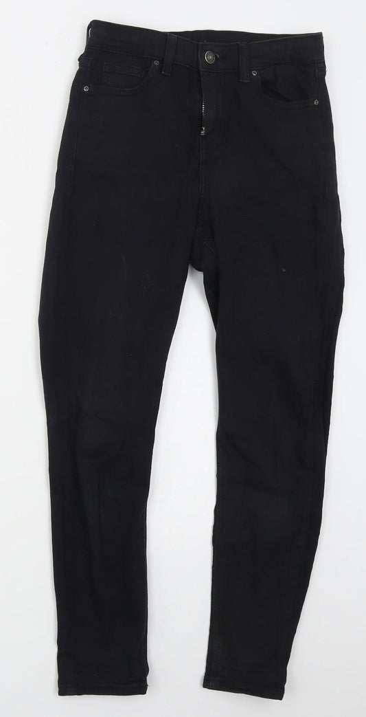 Topshop Womens Black  Cotton Skinny Jeans Size 26 in L26 in Regular Button