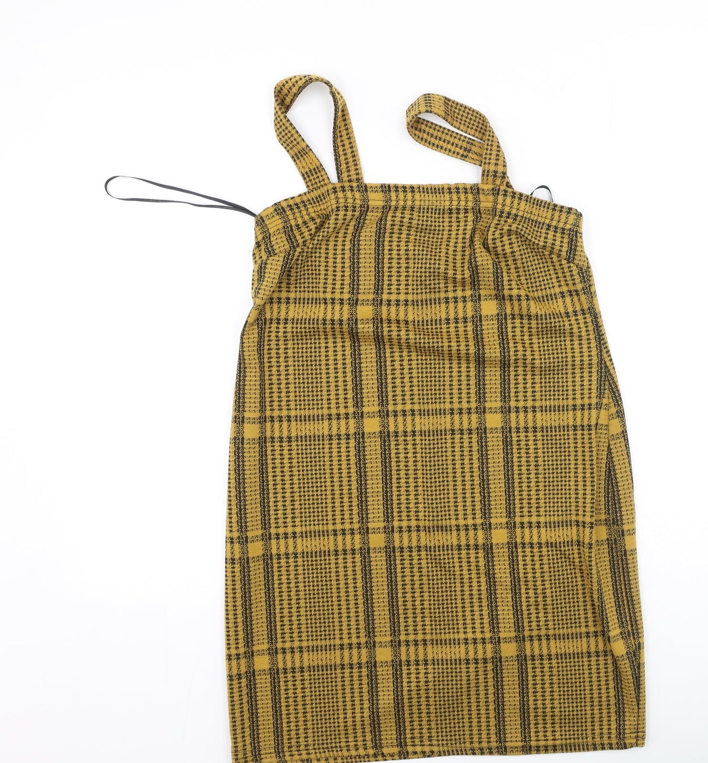 Primark Womens Yellow Plaid Polyester Bodycon  Size 12  Square Neck