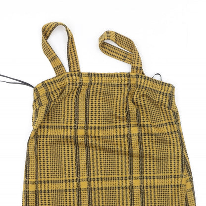 Primark Womens Yellow Plaid Polyester Bodycon  Size 12  Square Neck