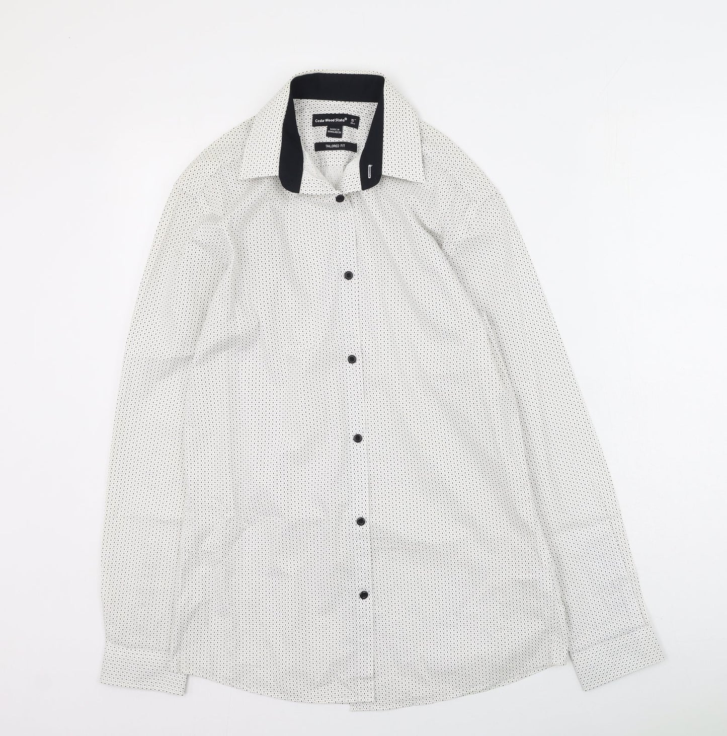 Mens UK Size 38 Cedar Wood State Ivory  Button-Up Long Sleeve Casual Shirt