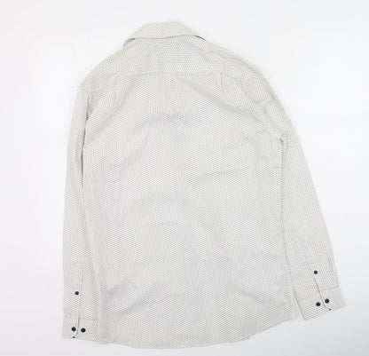 Mens UK Size 38 Cedar Wood State Ivory  Button-Up Long Sleeve Casual Shirt