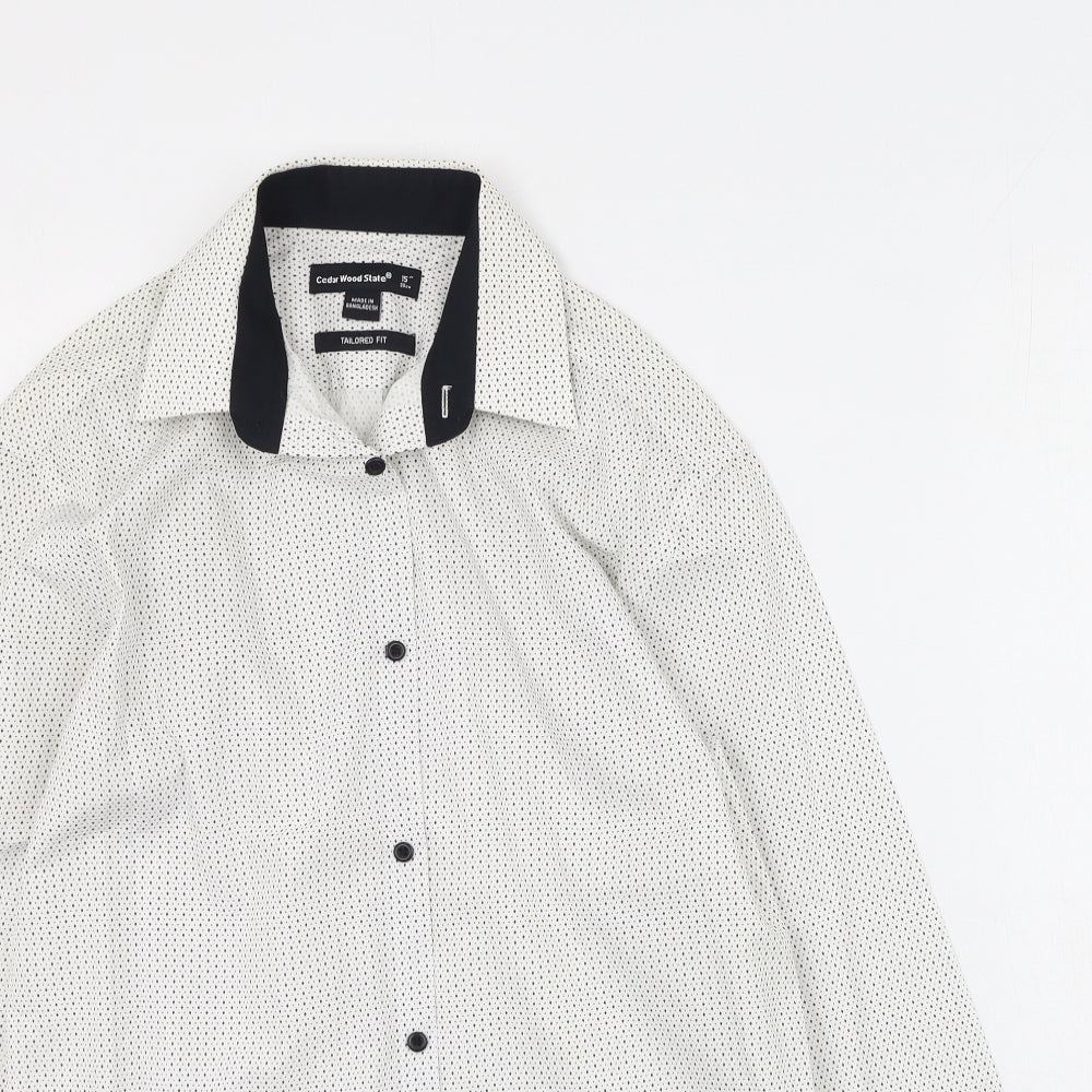 Mens UK Size 38 Cedar Wood State Ivory  Button-Up Long Sleeve Casual Shirt