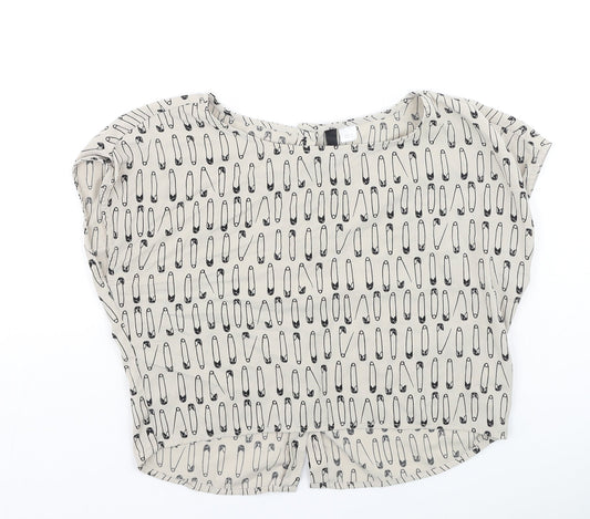 Womens UK Size S H&M Beige Basic Blouse