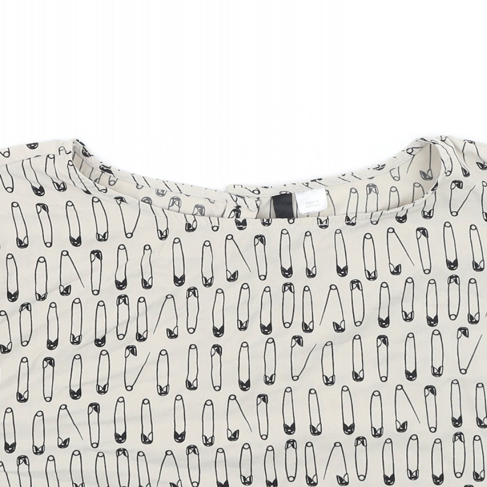 Womens UK Size S H&M Beige Basic Blouse