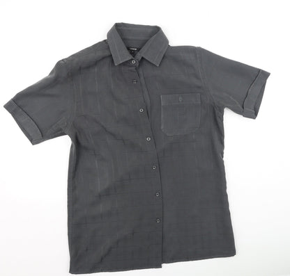 George  Mens Grey Plaid Polyester  Polo Size S Collared