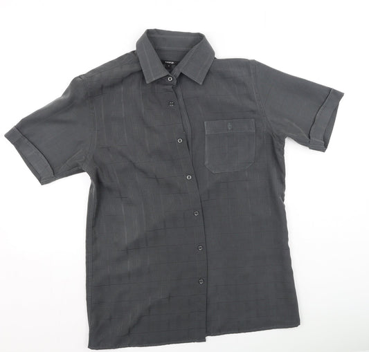 George  Mens Grey Plaid Polyester  Polo Size S Collared
