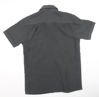 George  Mens Grey Plaid Polyester  Polo Size S Collared