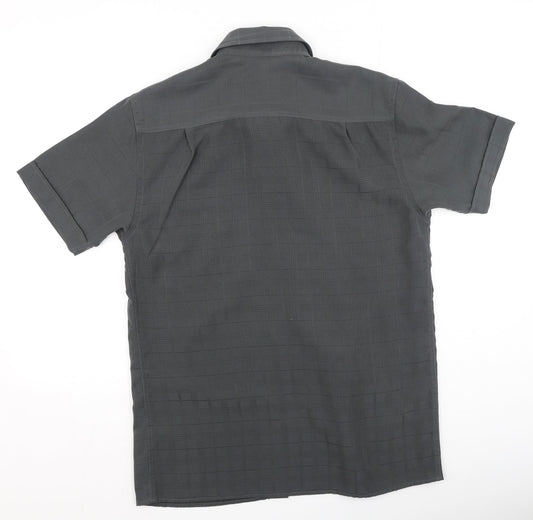 George  Mens Grey Plaid Polyester  Polo Size S Collared