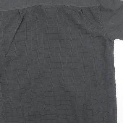 George  Mens Grey Plaid Polyester  Polo Size S Collared