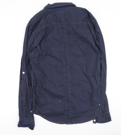 Soul Star Mens Blue  Cotton  Button-Up Size L Collared