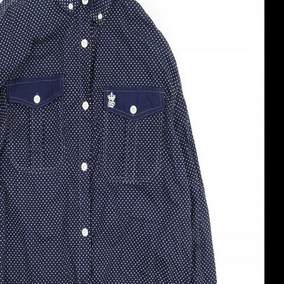 Soul Star Mens Blue  Cotton  Button-Up Size L Collared