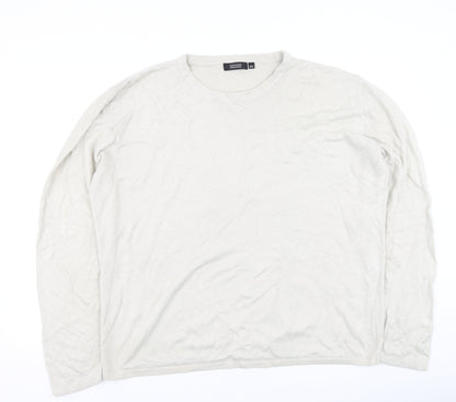 armando Mens Beige Round Neck  Acrylic Pullover Jumper Size 2XL