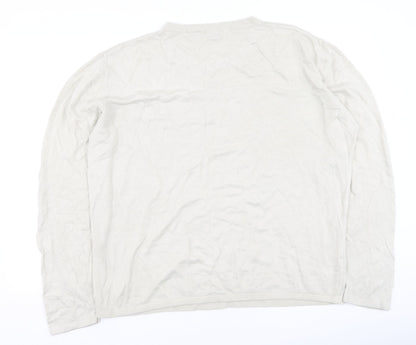 armando Mens Beige Round Neck  Acrylic Pullover Jumper Size 2XL