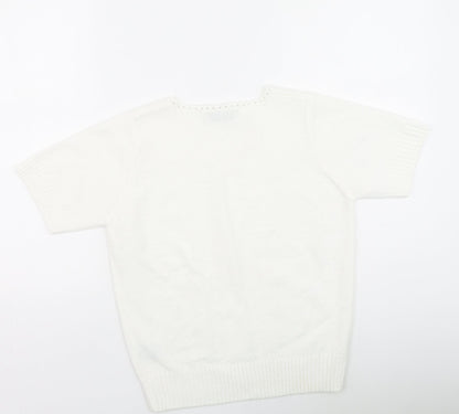 Womens UK Size S Preworn Ivory Pullover Jumper