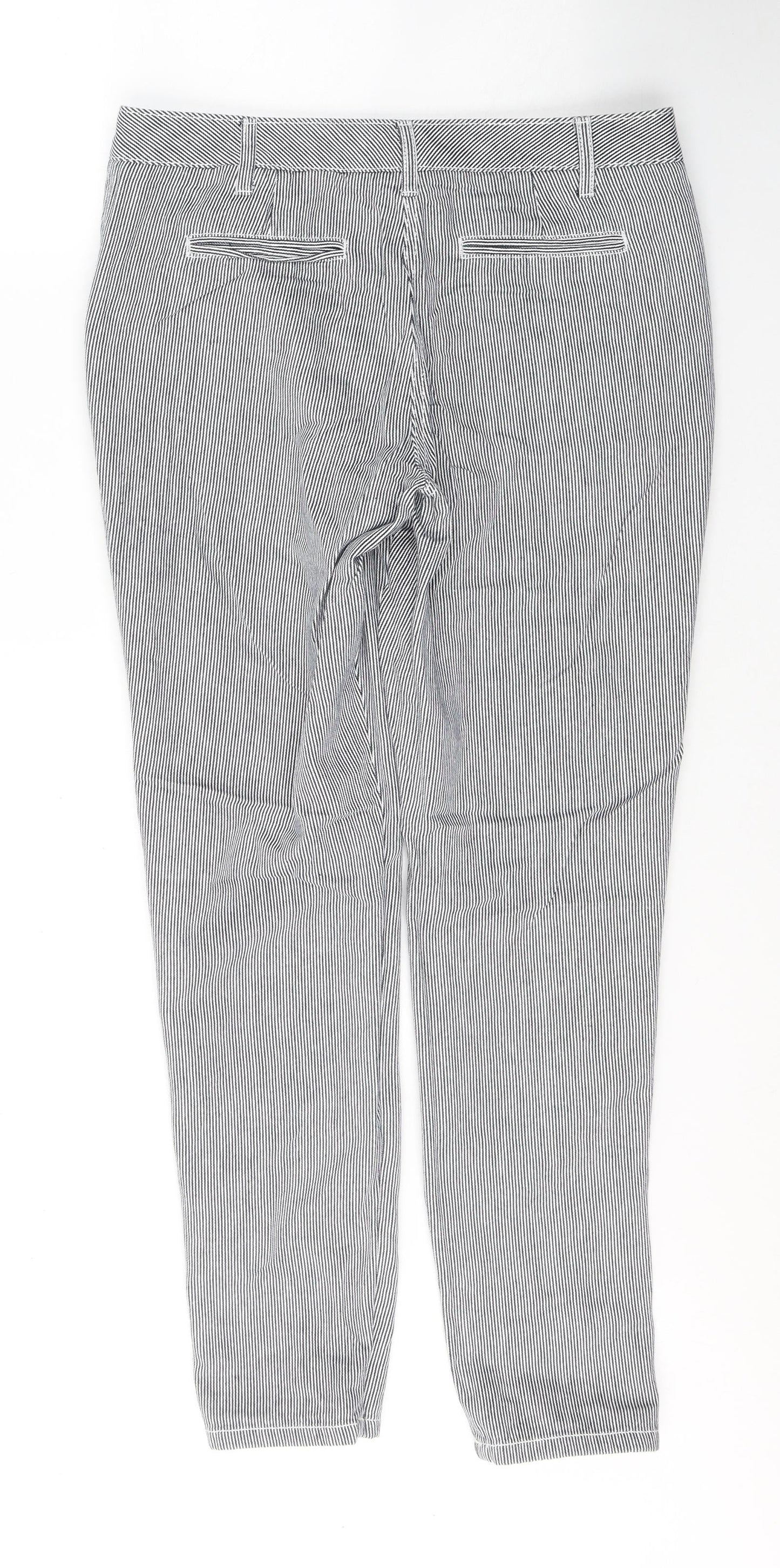 NEXT Womens Black Striped Cotton Straight Jeans Size 10 L29 in Regular Button