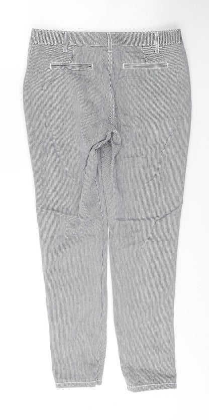 NEXT Womens Black Striped Cotton Straight Jeans Size 10 L29 in Regular Button