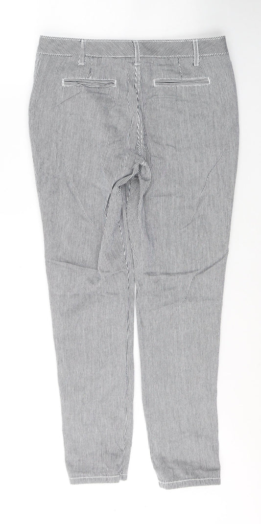 NEXT Womens Black Striped Cotton Straight Jeans Size 10 L29 in Regular Button