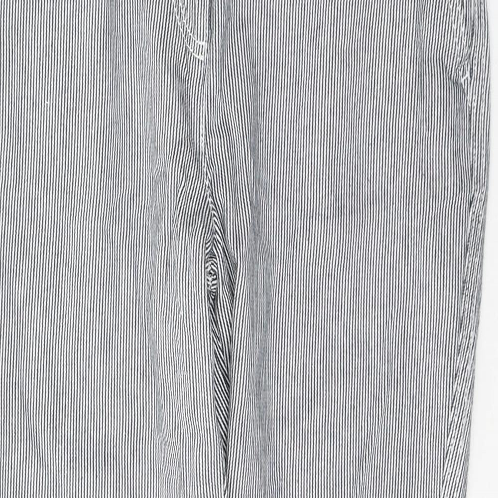 NEXT Womens Black Striped Cotton Straight Jeans Size 10 L29 in Regular Button