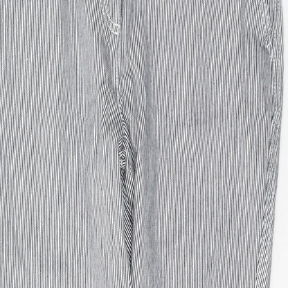 NEXT Womens Black Striped Cotton Straight Jeans Size 10 L29 in Regular Button