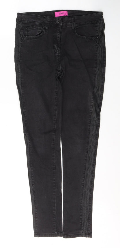 George Womens Black  Cotton Straight Jeans Size 12 L31 in Regular Button