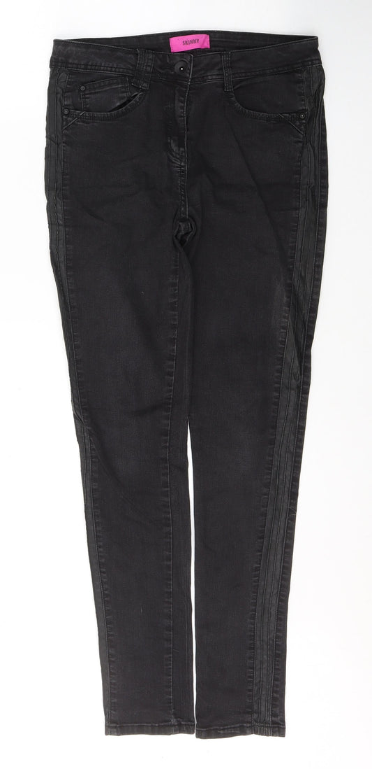 George Womens Black  Cotton Straight Jeans Size 12 L31 in Regular Button