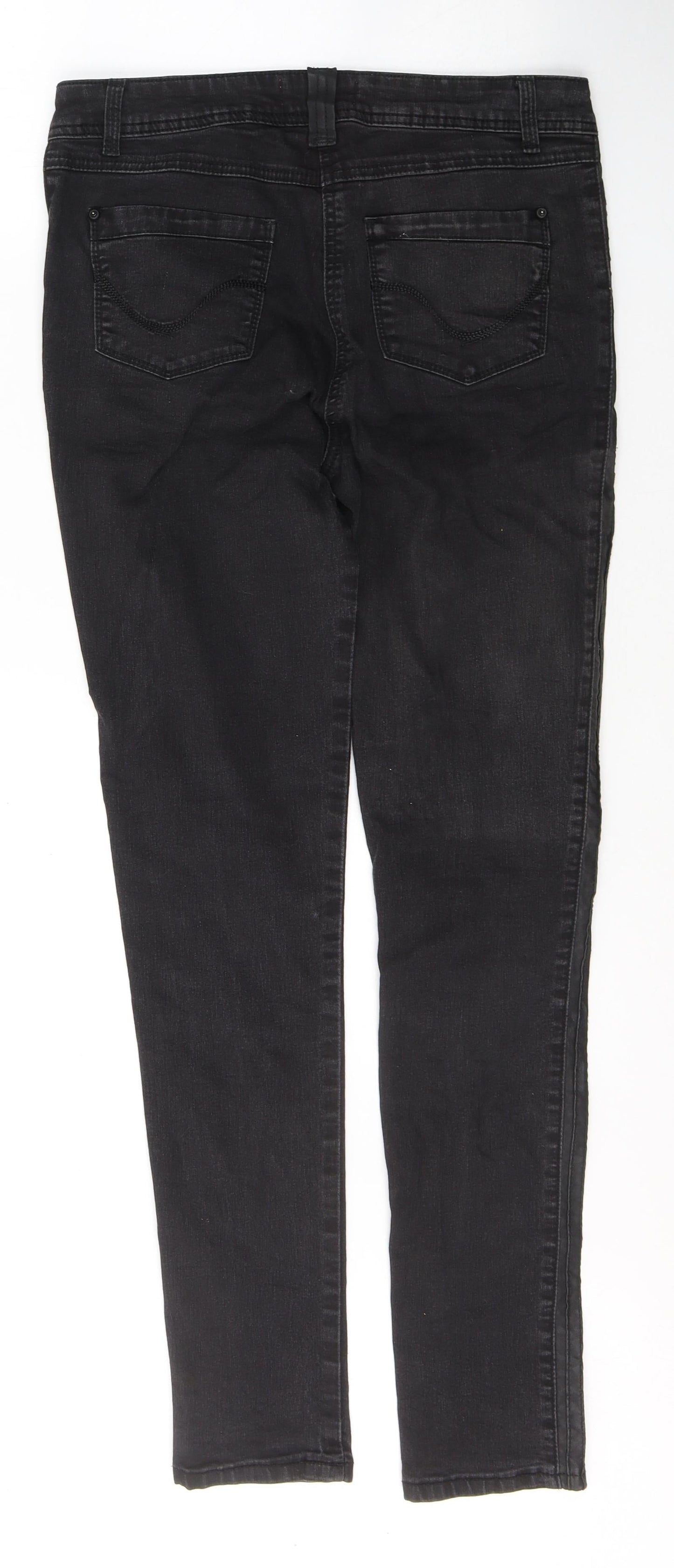 George Womens Black  Cotton Straight Jeans Size 12 L31 in Regular Button