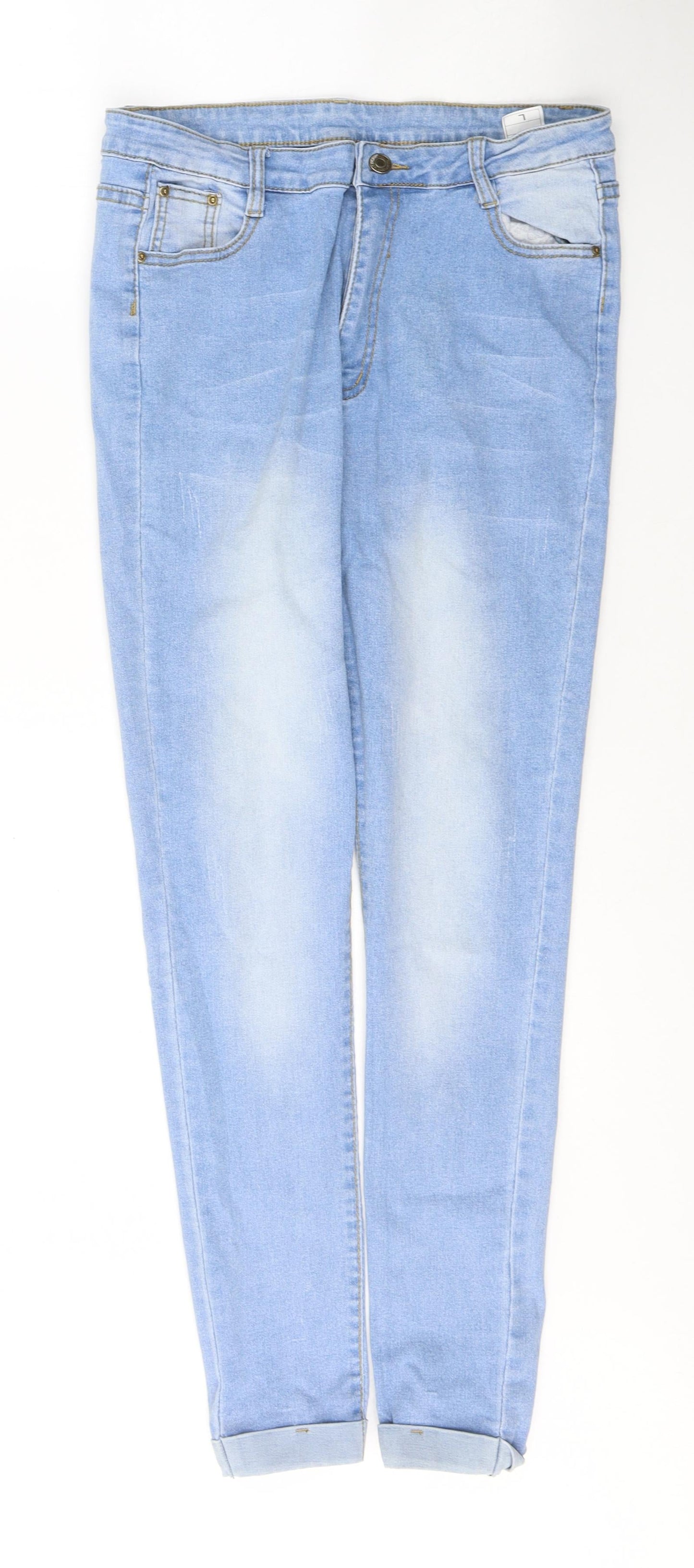SheIn Womens Blue  Cotton Skinny Jeans Size 28 in L27 in Regular Button