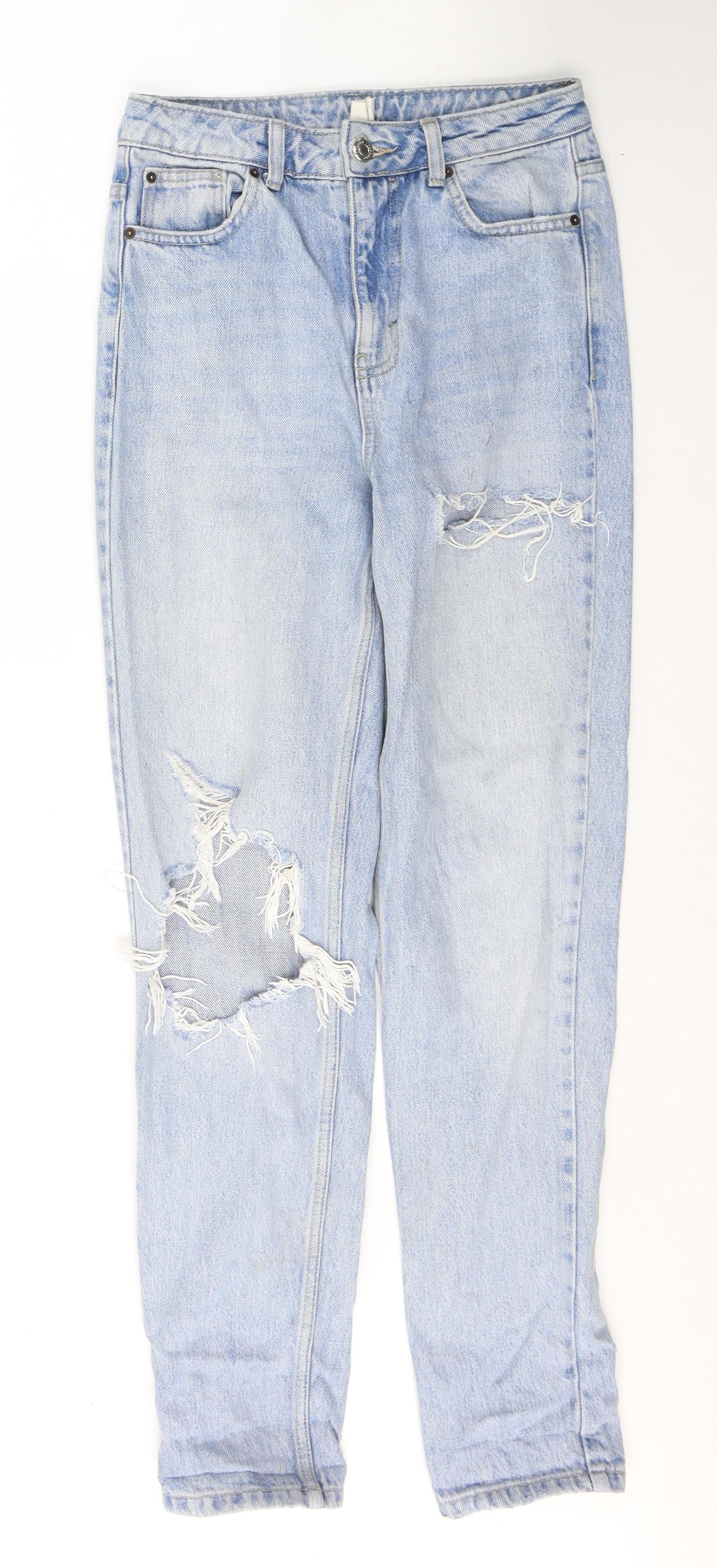 Topshop Womens Blue  Cotton Mom Jeans Size 26 in L32 in Regular Button