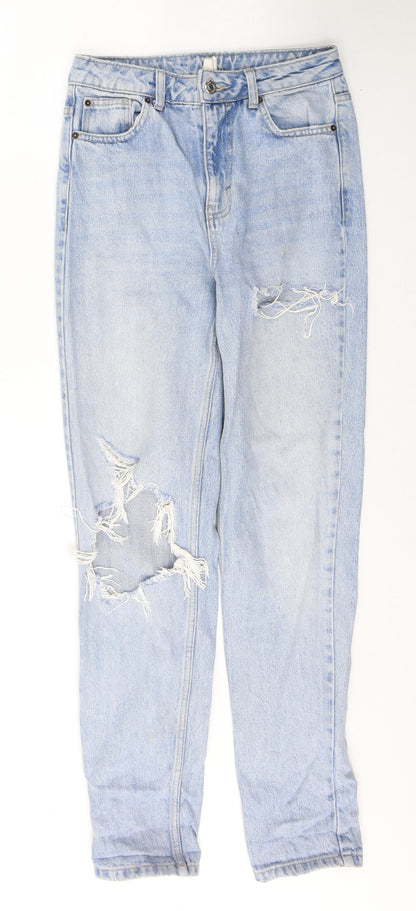 Topshop Womens Blue  Cotton Mom Jeans Size 26 in L32 in Regular Button