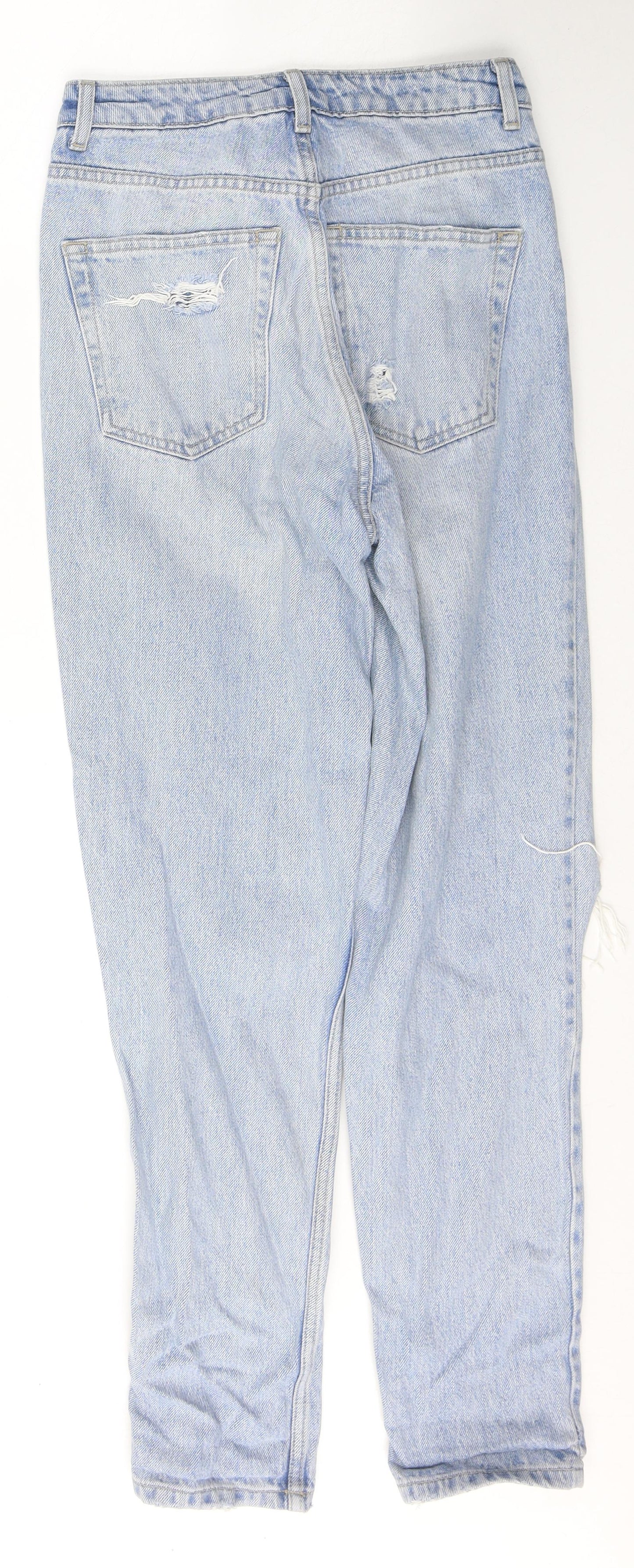 Topshop Womens Blue  Cotton Mom Jeans Size 26 in L32 in Regular Button