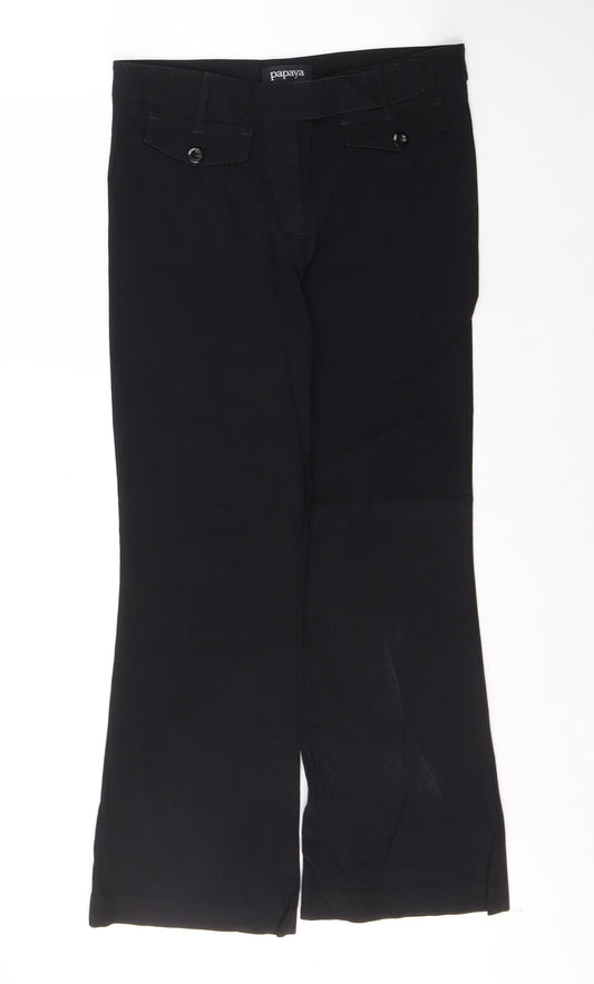 Womens UK Size 10 Papaya Regular Fit  Black Trousers