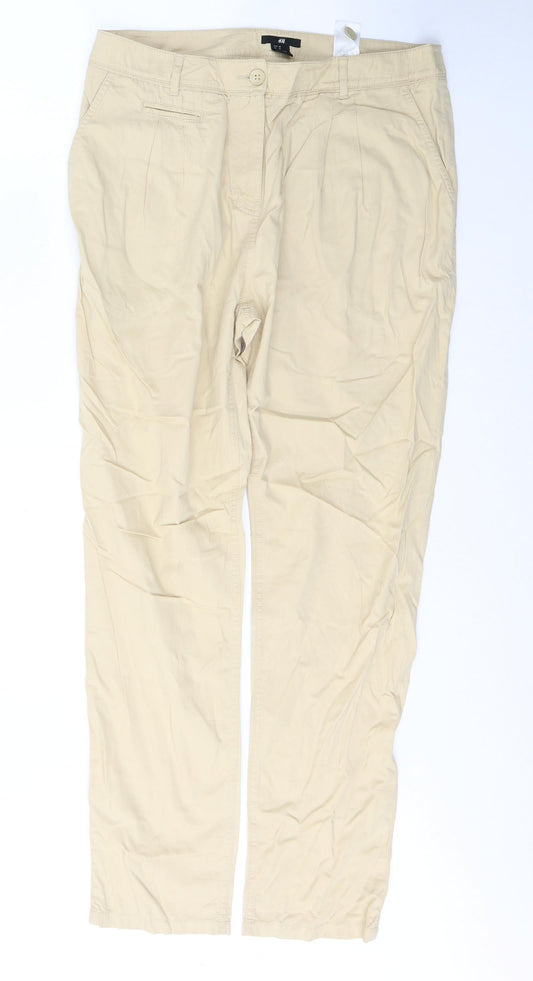 Womens UK Size 12 H&M Regular Fit Snow Pants Beige Trousers
