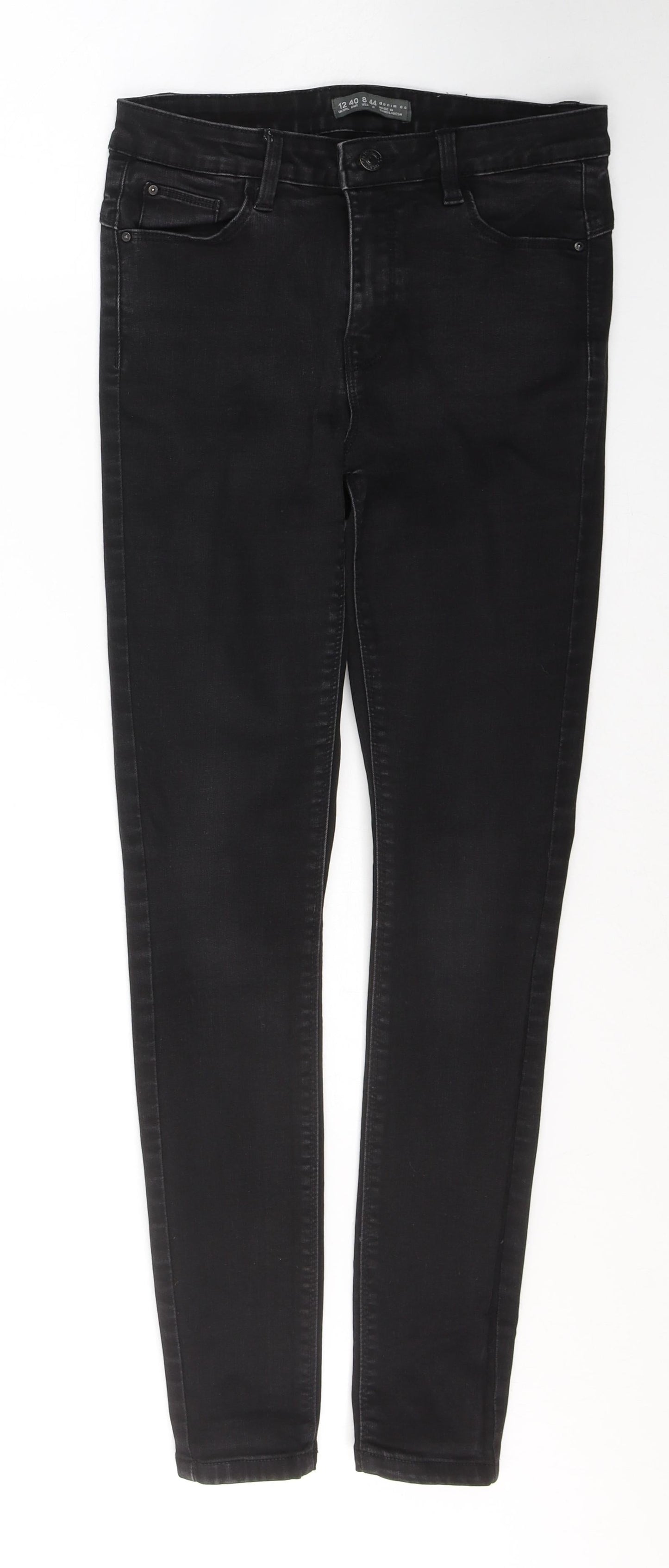 Denim & Co. Womens Black  Cotton Skinny Jeans Size 12 L29 in Regular Button
