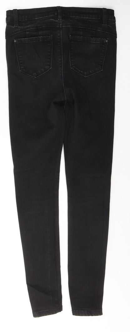 Denim & Co. Womens Black  Cotton Skinny Jeans Size 12 L29 in Regular Button