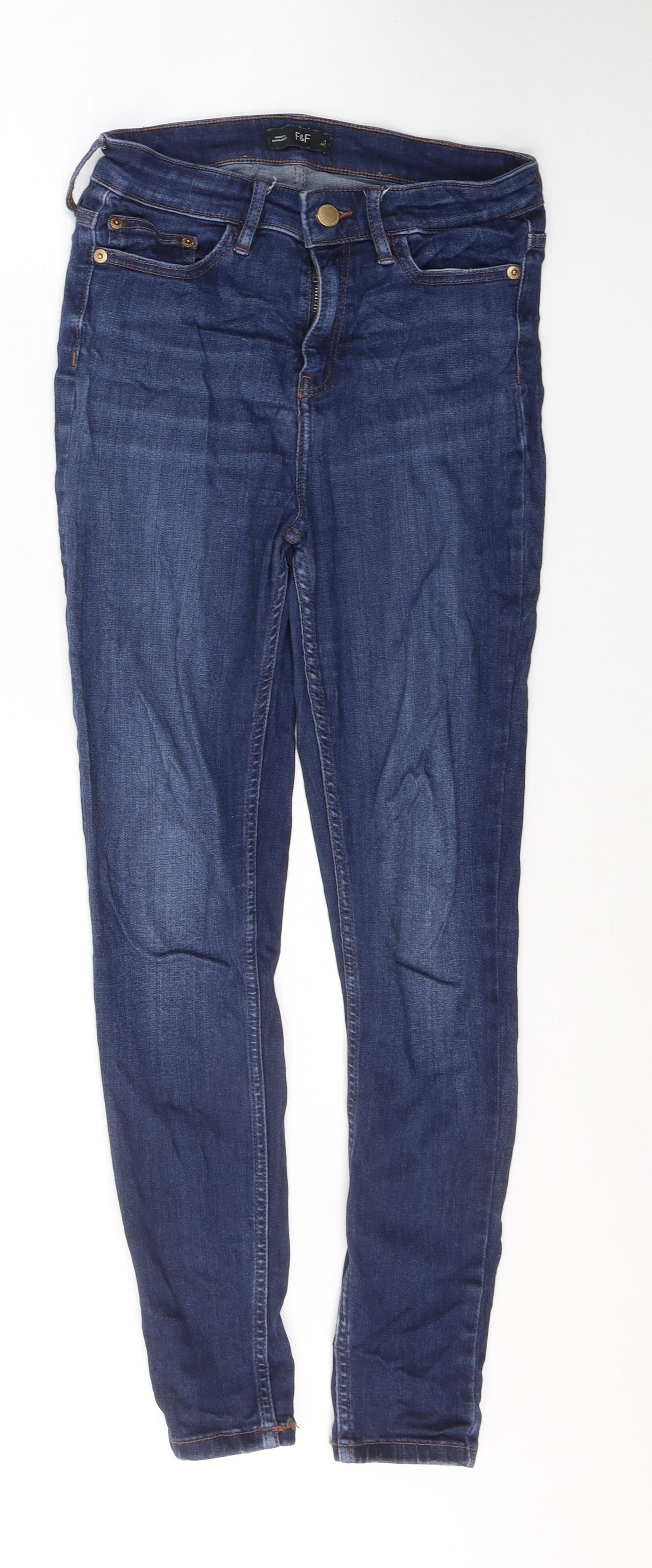 New Look Womens Blue  Cotton Skinny Jeans Size 8 L27 in Regular Button