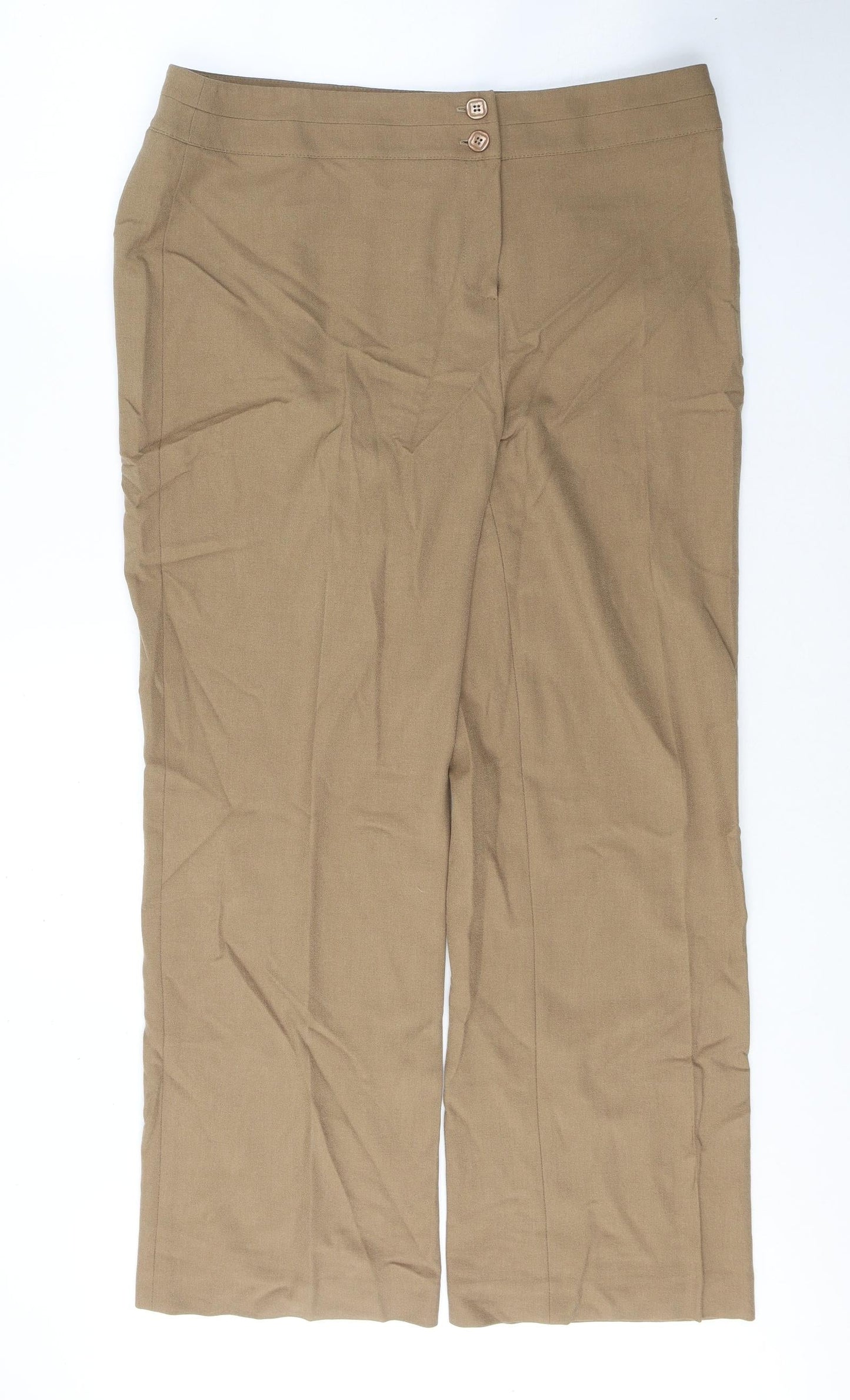 CC Womens Beige  Viscose Trousers  Size 16 L28 in Regular Button
