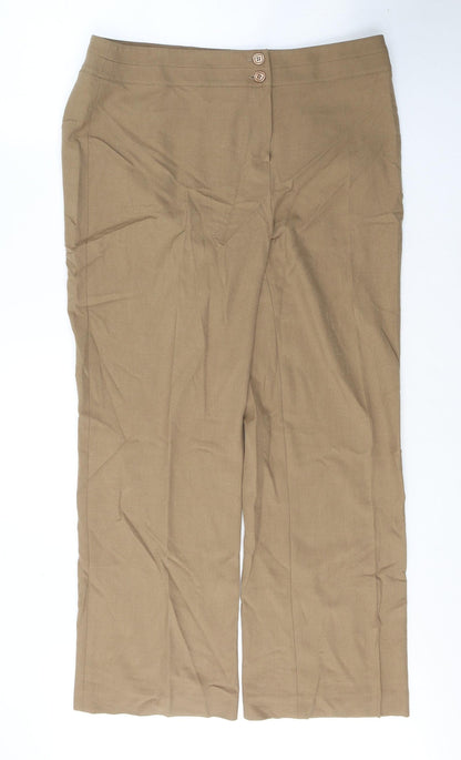 CC Womens Beige  Viscose Trousers  Size 16 L28 in Regular Button
