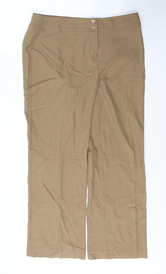 CC Womens Beige  Viscose Trousers  Size 16 L28 in Regular Button