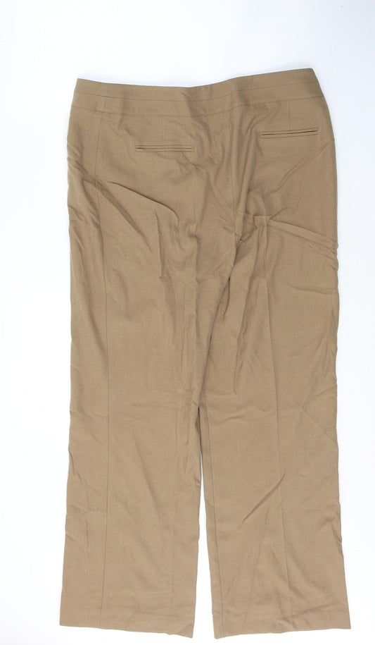 CC Womens Beige  Viscose Trousers  Size 16 L28 in Regular Button