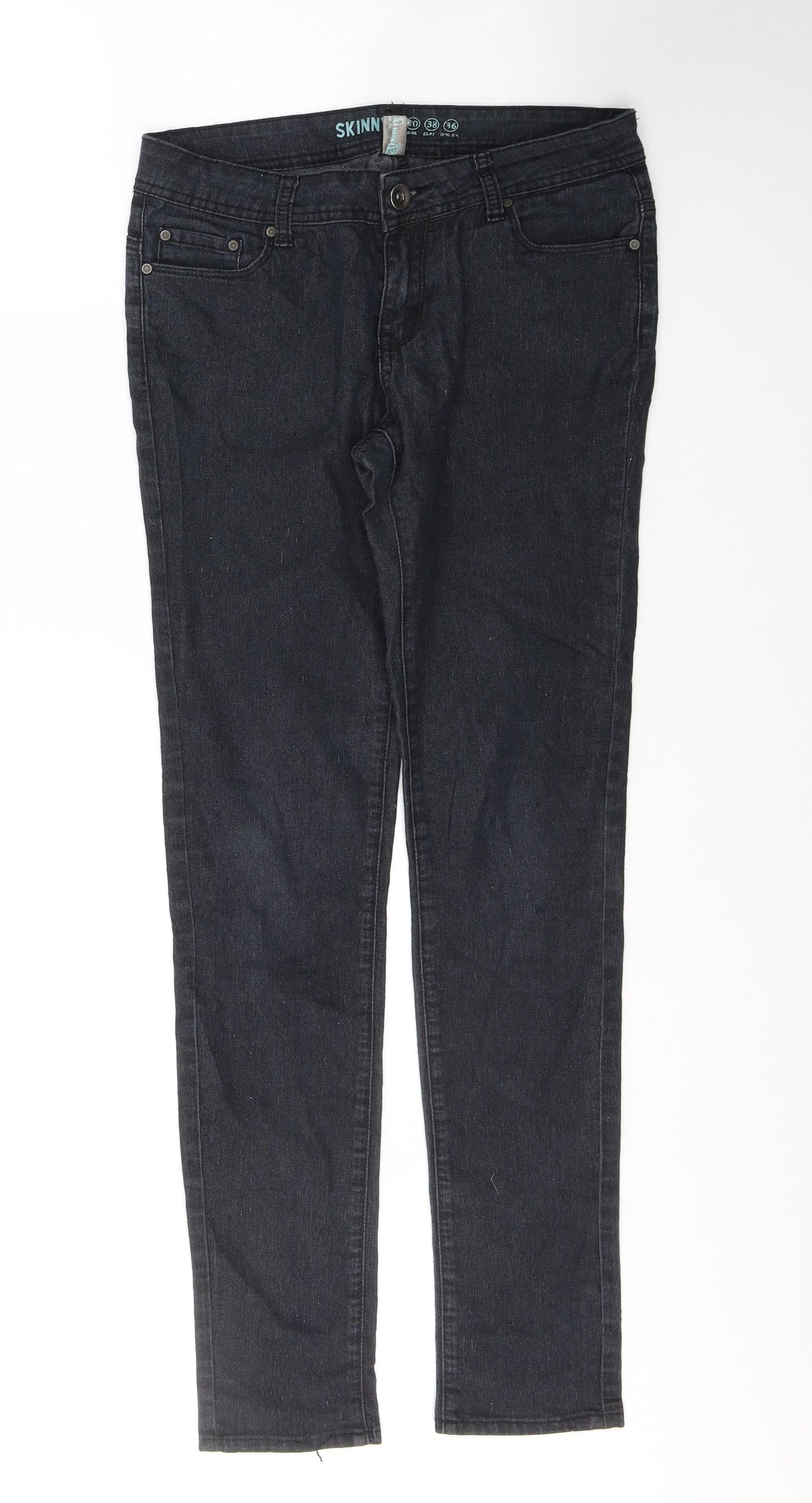 Denim & Co. Womens Blue  Cotton Skinny Jeans Size 10 L32 in Regular Button