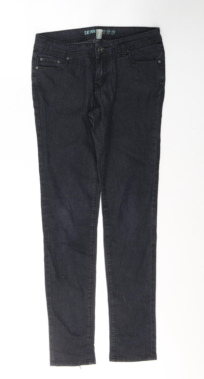 Denim & Co. Womens Blue  Cotton Skinny Jeans Size 10 L32 in Regular Button