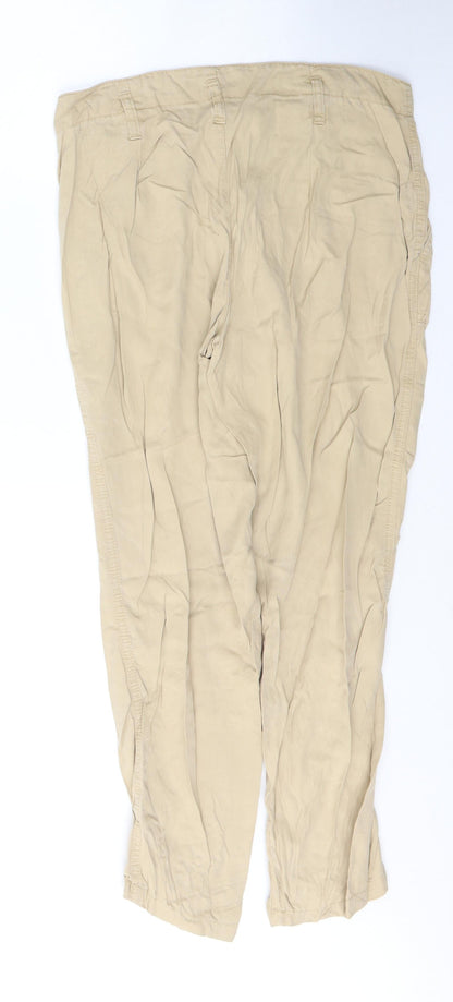 George Womens Beige  Lyocell Trousers  Size 12 L27 in Regular Button