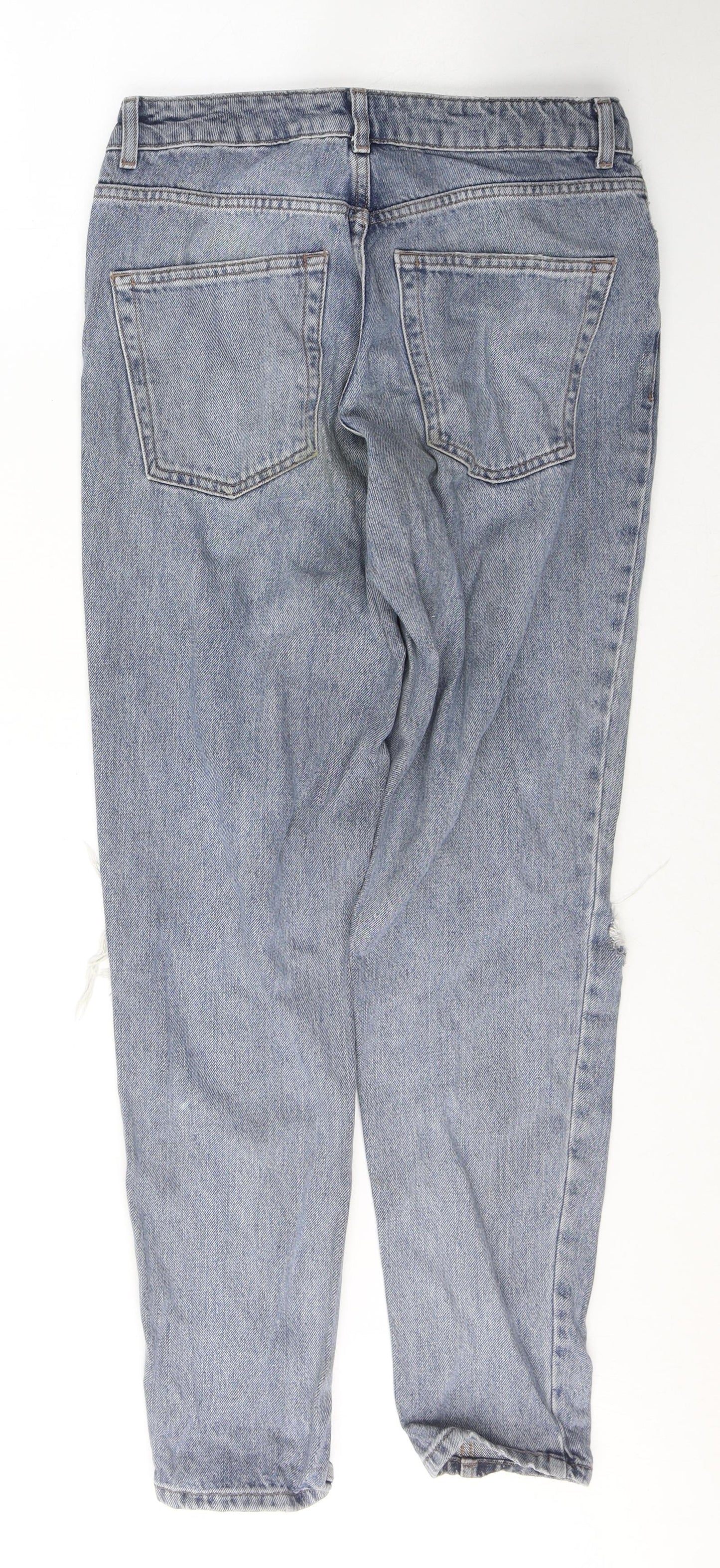 Topshop Womens Blue  Cotton Mom Jeans Size 28 in L32 in Regular Button
