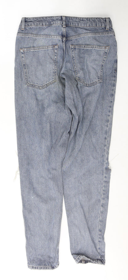 Topshop Womens Blue  Cotton Mom Jeans Size 28 in L32 in Regular Button