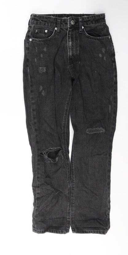 Womens UK Size 8 River Island Regular Fit Straight Black Jeans