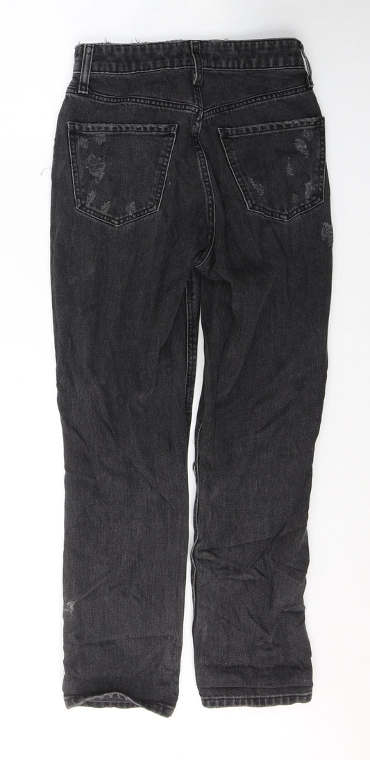 River Island Womens Black  Cotton Straight Jeans Size 8 L27 in Regular Button