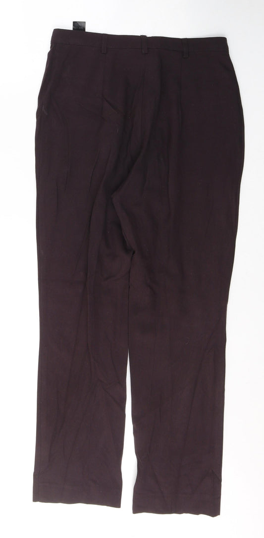 Marks and Spencer Womens Purple  Polyester Trousers  Size 12 L27 in Regular Button