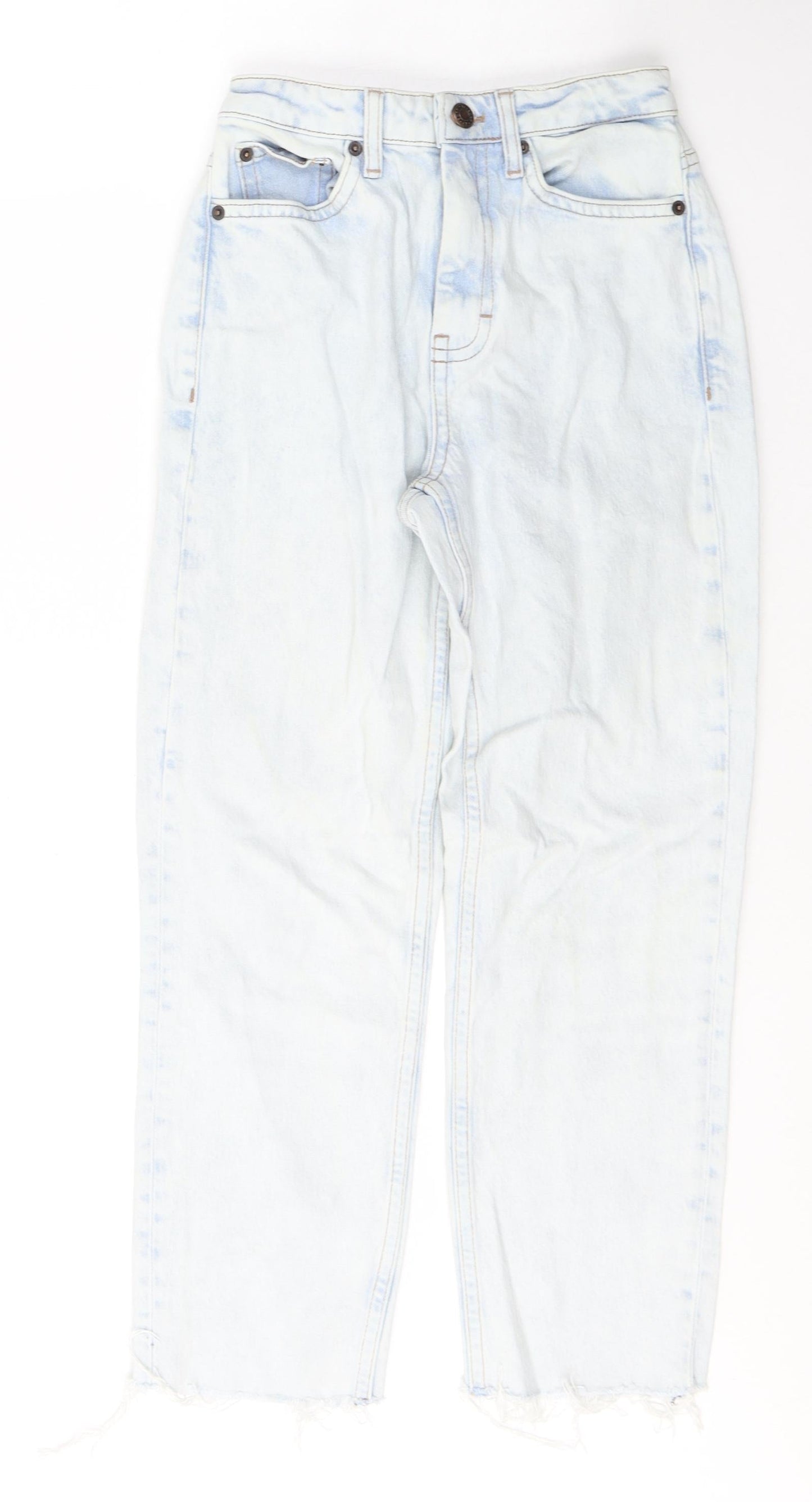 Topshop Womens Blue  Cotton Cropped Jeans Size 25 in L30 in Regular Button